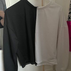 Half Black Half White Long Sleeve Top